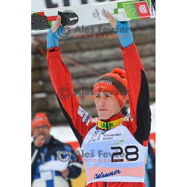 Peter Prevc of Slovenia during final competition at FIS Ski jumping World Cup Final in Planica, Slovenia on March 24, 2013 