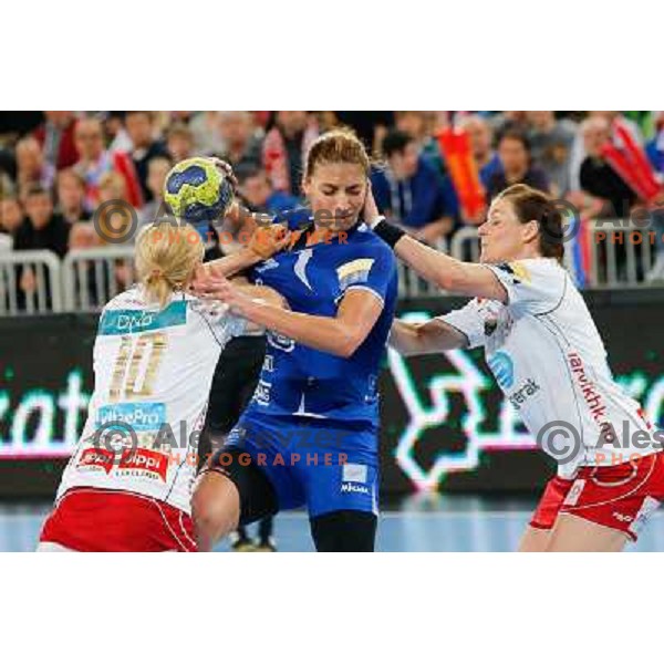 Andrea Penezic of Krim Mercator in action during semi-final match of EHF Women\'s Champions league between Krim Mercator (SLO) and Larvik (NOR), played in Stozice Arena, Ljubljana, Slovenia on April 13, 2013 