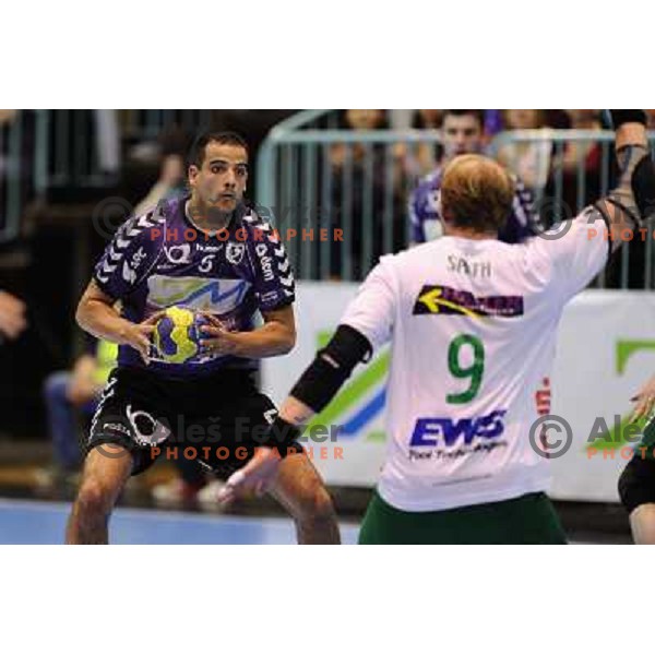 Marko Tarbochia, Manuel Spath during handball match Maribor Branik - Frisch aux Goppingen, EHF cup, played in Tabor hall, 20.4.2013, Maribor 