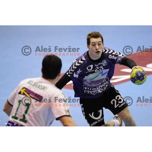 Bojan Beljanski, Miha Zarabec (L-R) during handball match Maribor Branik - Frisch aux Goppingen, EHF cup, played in Tabor hall, 20.4.2013, Maribor 