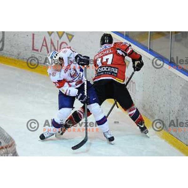 Anze Kuralt, Johannes Reichel during friendly ice hockey match Slovenia - Austria, played in Ledna hall, 19.4.2013, Maribor 