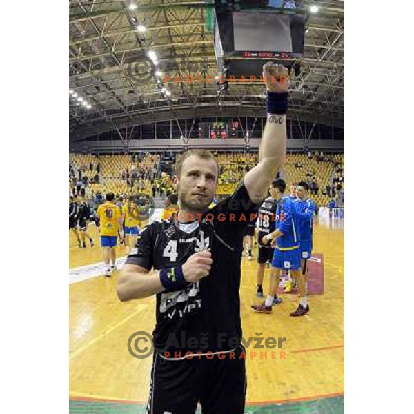 Fahrudin Melic of Gorenje in action during handball match Celje PL- Gorenje in round 5 of second phase of Prva liga, played in Zlatorog Arena, Celje on April 20, 2013 