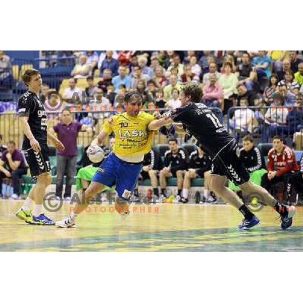 Alem Toskic of Celje Pivovarna Lasko in action during handball match Celje PL- Gorenje in round 5 of second phase of Prva liga, played in Zlatorog Arena, Celje on April 20, 2013 