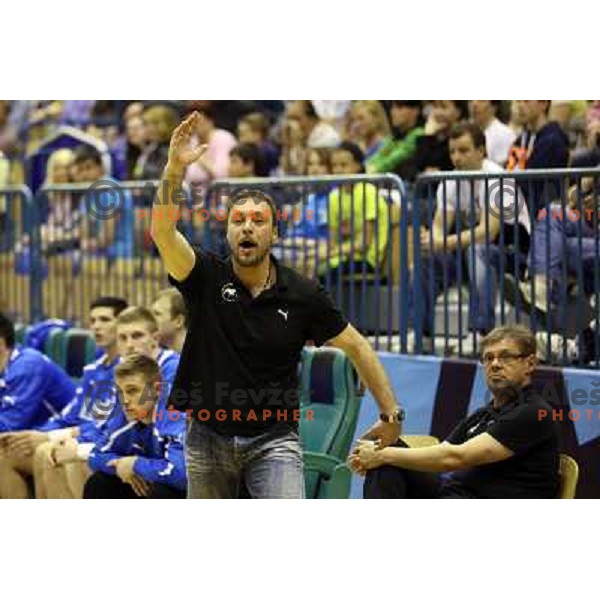 Dejan Peric, assistant coach of Celje Pivovarna Lasko in action during handball match Celje PL- Gorenje in round 5 of second phase of Prva liga, played in Zlatorog Arena, Celje on April 20, 2013 