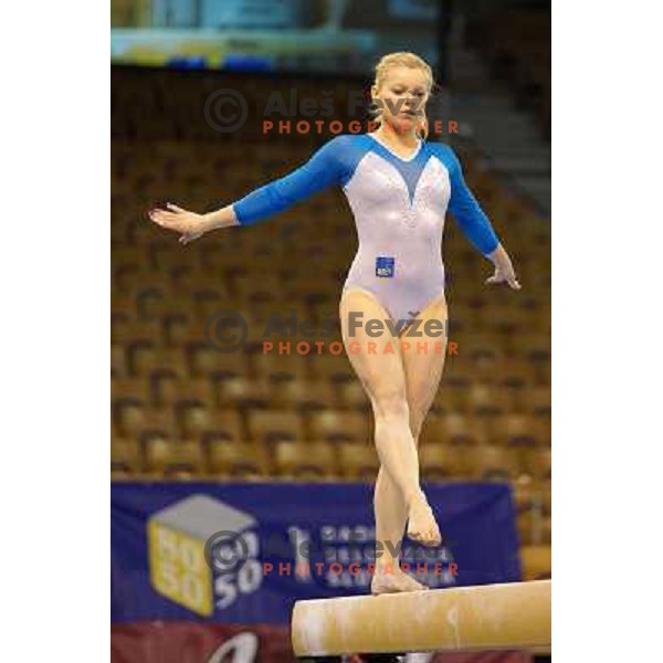 Teja Belak of Slovenia in action during Artistic Gymnastics World Challenge Cup in Hala Tivoli, Ljubljana, Slovenia on April 28, 2013 
