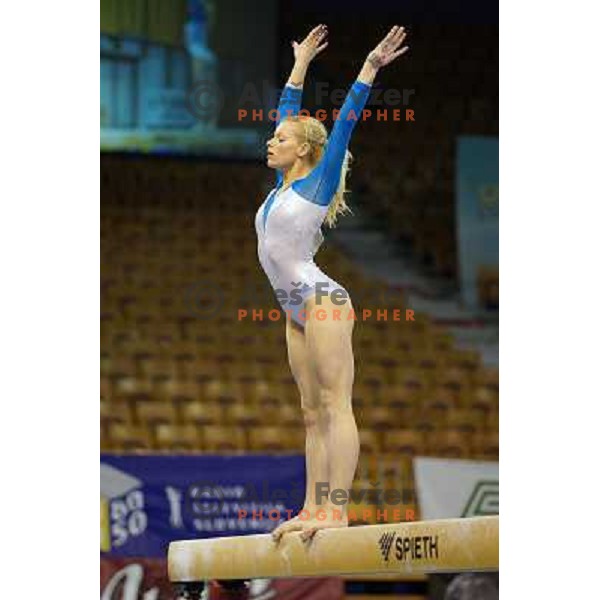 Teja Belak of Slovenia in action during Artistic Gymnastics World Challenge Cup in Hala Tivoli, Ljubljana, Slovenia on April 28, 2013 