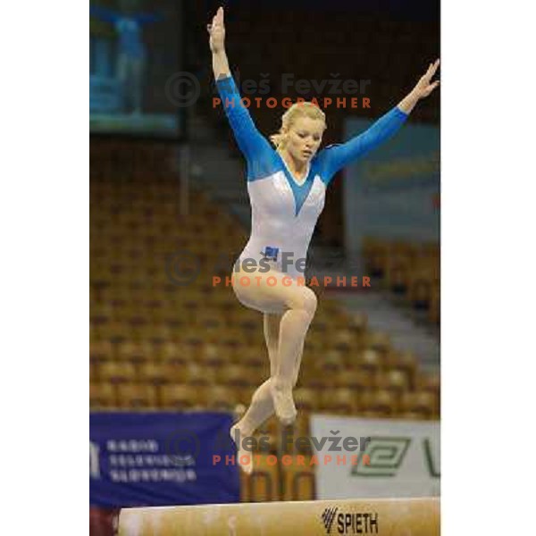 Teja Belak of Slovenia in action during Artistic Gymnastics World Challenge Cup in Hala Tivoli, Ljubljana, Slovenia on April 28, 2013 