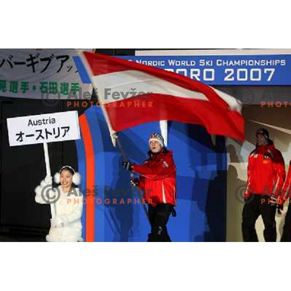 Team Austria at the opening ceremony of FIS Nordic World SKI Championships 2007 in Sapporo, Japan