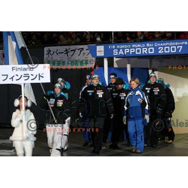 Finnish team at the opening ceremony of FIS Nordic World SKI Championships 2007 in Sapporo, Japan