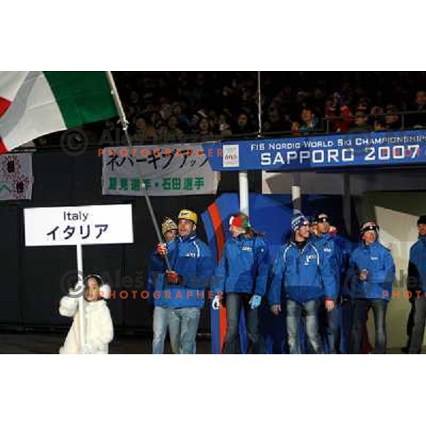 Team Italy at the opening ceremony of FIS Nordic World SKI Championships 2007 in Sapporo, Japan