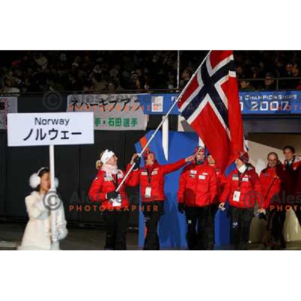 Team Norway at the opening ceremony of FIS Nordic World SKI Championships 2007 in Sapporo, Japan
