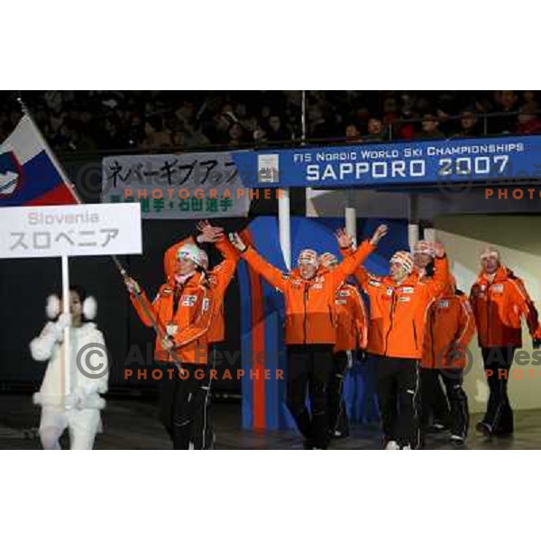 Slovenia team at the opening ceremony of FIS Nordic World SKI Championships 2007 in Sapporo, Japan