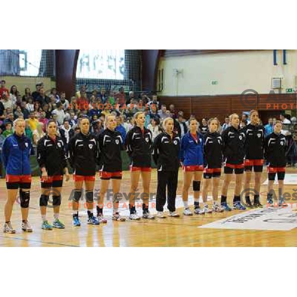Players of Krim Mercator in the Final of Slovenian Handball Cup between Krim Mercator and Gen I Zagorje, played in Galjevica Hall, Ljubljana on April 21, 2013 