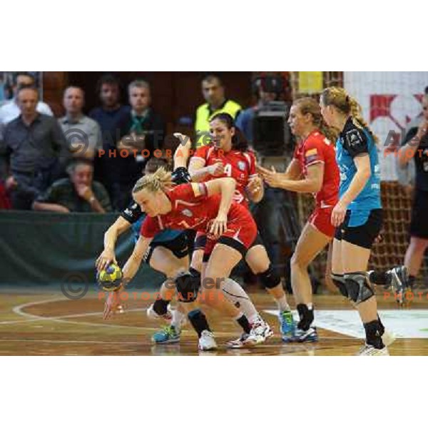 Nina Worz of Krim Mercator in action in the Final of Slovenian Handball Cup between Krim Mercator and Gen I Zagorje, played in Galjevica Hall, Ljubljana on April 21, 2013 