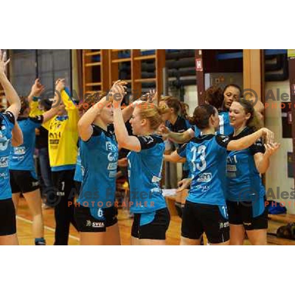 Players of Gen I Zagorje in action in the Final of Slovenian Handball Cup between Krim Mercator and Gen I Zagorje, played in Galjevica Hall, Ljubljana on April 21, 2013 