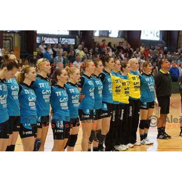 Players of Gen I Zagorje in action in the Final of Slovenian Handball Cup between Krim Mercator and Gen I Zagorje, played in Galjevica Hall, Ljubljana on April 21, 2013 