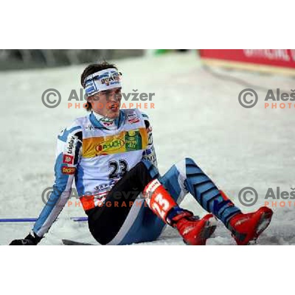 Dejan Plevnik after crossing finish line at Nordic combined 7.5km Sprint race at FIS Nordic World SKI Championships 2007 in Sapporo, Japan