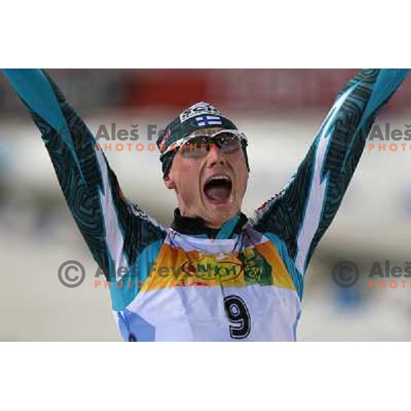 Manninen winning at Nordic combined 7.5km Sprint race at FIS Nordic World SKI Championships 2007 in Sapporo, Japan