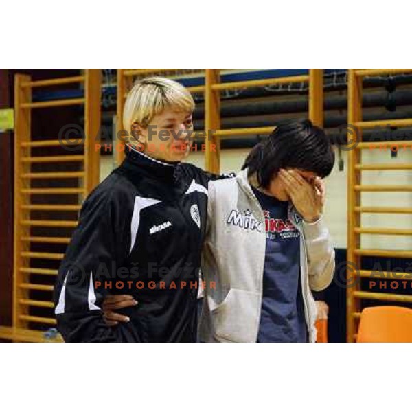 Marina Vergelyuk and Liudmila Bodnieva finished their handball carrier at last day of Slovenian Handball Championships, played in Galjevica hall, Ljubljana on May 10, 2013 