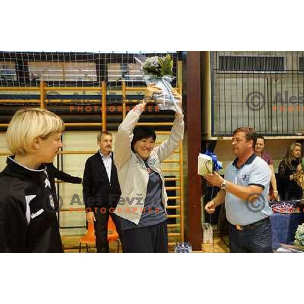 Marina Vergelyuk and Liudmila Bodnieva finished their handball carrier at last day of Slovenian Handball Championships, played in Galjevica hall, Ljubljana on May 10, 2013 