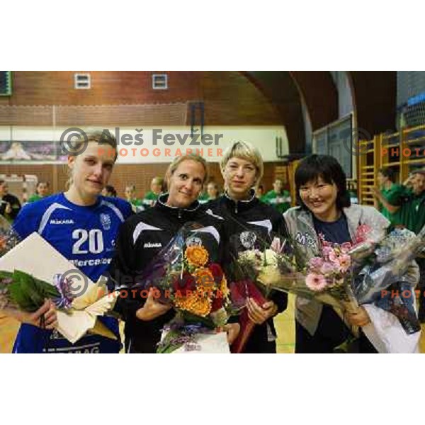 Marina Vergelyuk and Liudmila Bodnieva finished their handball carrier at last day of Slovenian Handball Championships, played in Galjevica hall, Ljubljana on May 10, 2013 