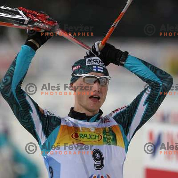 Hannu Manninen after victory at Nordic combined 7.5km Sprint race at FIS Nordic World SKI Championships 2007 in Sapporo, Japan