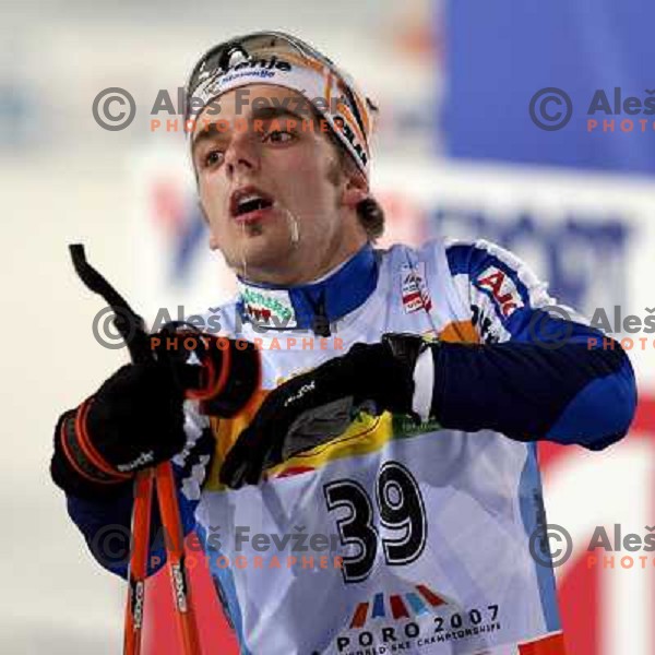 Mitja Oranic after Nordic combined 7.5km Sprint race at FIS Nordic World SKI Championships 2007 in Sapporo, Japan