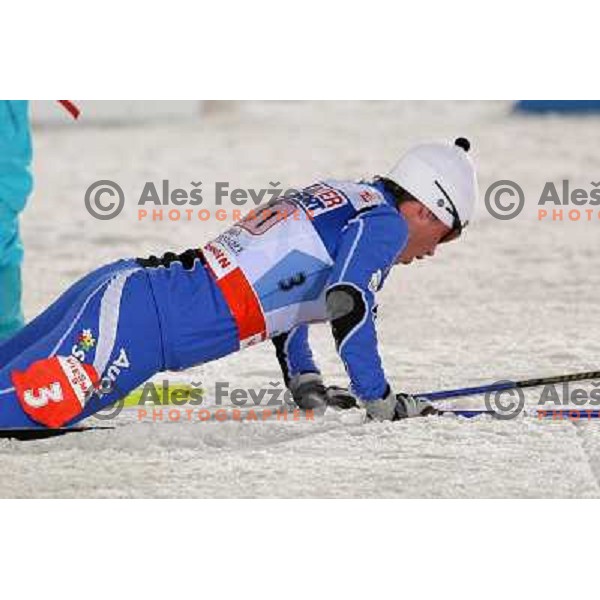 Vesna Fabjan after crossing finsh line at Women\'s Sprint Relay race at FIS Nordic World SKI Championships 2007 in Sapporo, Japan