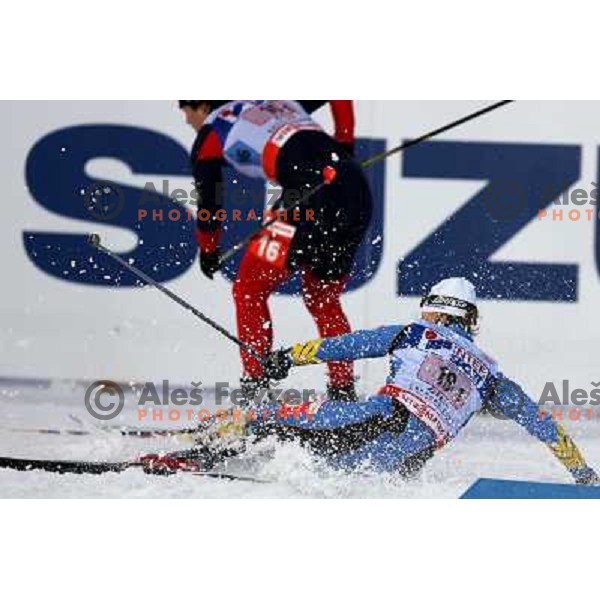 Zoja Obiukh from Ukraine crashed at Women\'s Sprint Relay race at FIS Nordic World SKI Championships 2007 in Sapporo, Japan