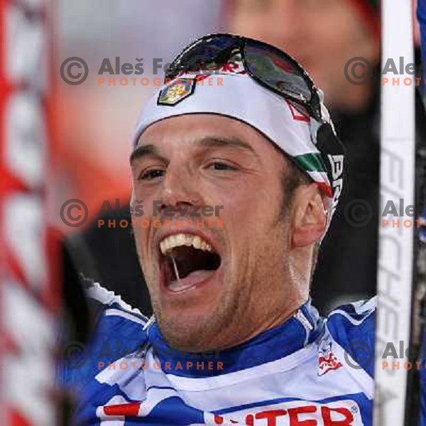Reanto Pasini after winning gold medal at Men\'s Sprint Relay race at FIS Nordic World SKI Championships 2007 in Sapporo, Japan