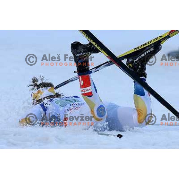 Chrash of Peter Larsson of Sweden at Men\'s Sprint Relay race at FIS Nordic World SKI Championships 2007 in Sapporo, Japan