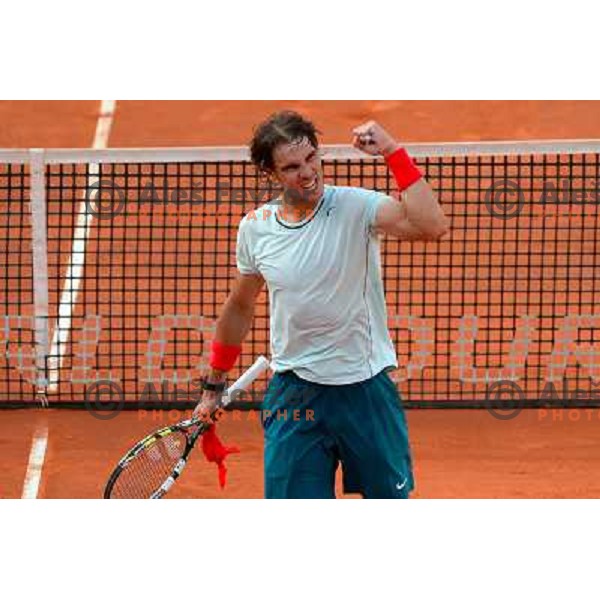 Rafael Nadal (ESP) playing at Italian Open tennis tournament in Rome, Italy on May 18, 2013 