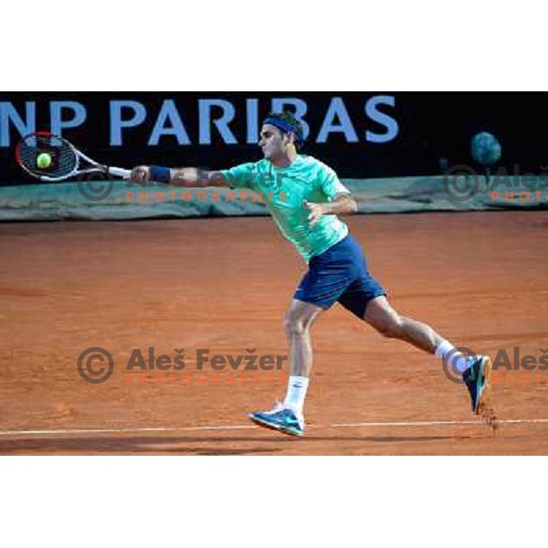 Roger Federer (SUI) playing at Italian Open tennis tournament in Rome, Italy on May 18, 2013 