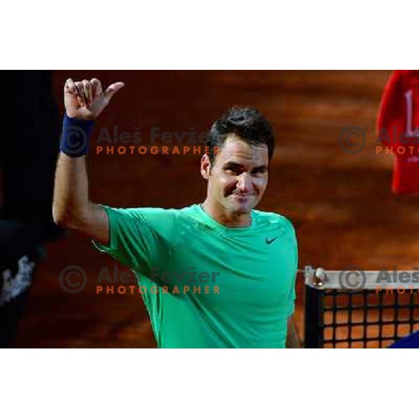 Roger Federer (SUI) playing at Italian Open tennis tournament in Rome, Italy on May 18, 2013 