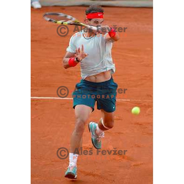 Rafael Nadal (ESP) playing at Italian Open tennis tournament in Rome, Italy on May 18, 2013 