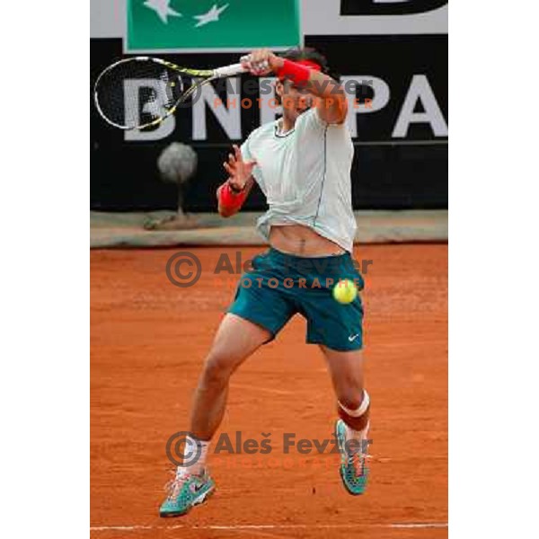Rafael Nadal (ESP) playing at Italian Open tennis tournament in Rome, Italy on May 18, 2013 