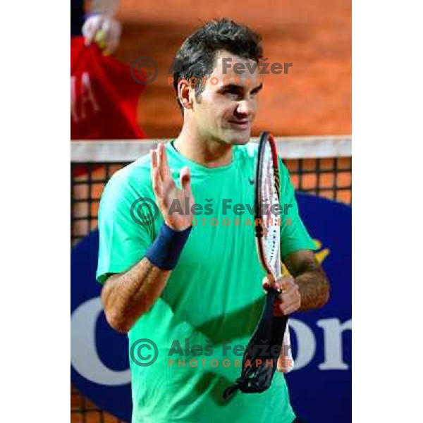 Roger Federer (SUI) playing at Italian Open tennis tournament in Rome, Italy on May 18, 2013 