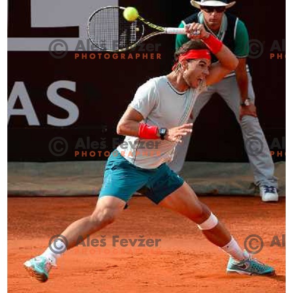 Rafael Nadal (ESP) playing at Italian Open tennis tournament in Rome, Italy on May 18, 2013 
