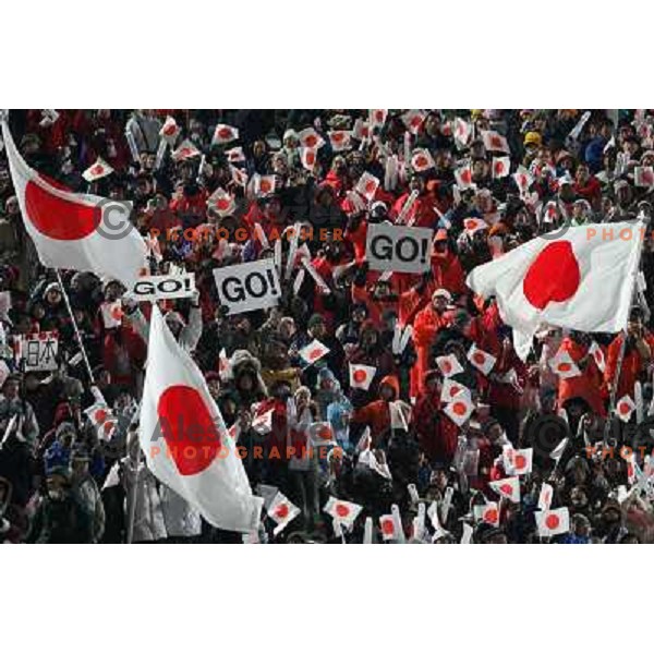 Japanese supporters at team ski-jumping competition at FIS Nordic World SKI Championships 2007 in Sapporo, Japan