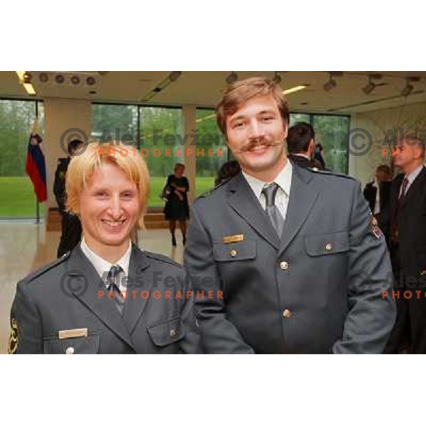 Tadeja Brankovic Likozar and Filip Flisar during meeting at Congres centre Brdo pri Kranju, Slovenia on May 23, 2013 