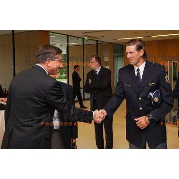Borut Pahor and Luka Spik during meeting at Congres centre Brdo pri Kranju, Slovenia on May 23, 2013 