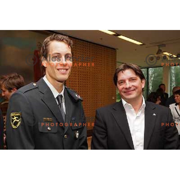 Rozle Prezelj and Edi Kolar during meeting at Congres centre Brdo pri Kranju, Slovenia on May 23, 2013 