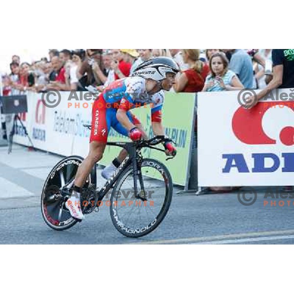 Klemen Stimulak of Slovenia during time trial 8,8 km, 1st stage of Tour Of Slovenia in Ljubljana on June 13, 2013 