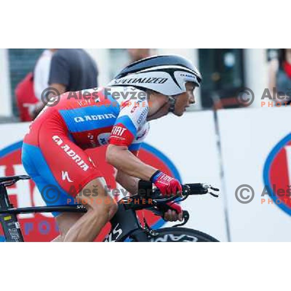 Klemen Stimulak of Slovenia during time trial 8,8 km, 1st stage of Tour Of Slovenia in Ljubljana on June 13, 2013 