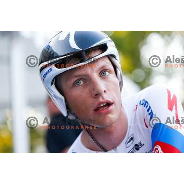 Klemen Stimulak of Slovenia during time trial 8,8 km, 1st stage of Tour Of Slovenia in Ljubljana on June 13, 2013 