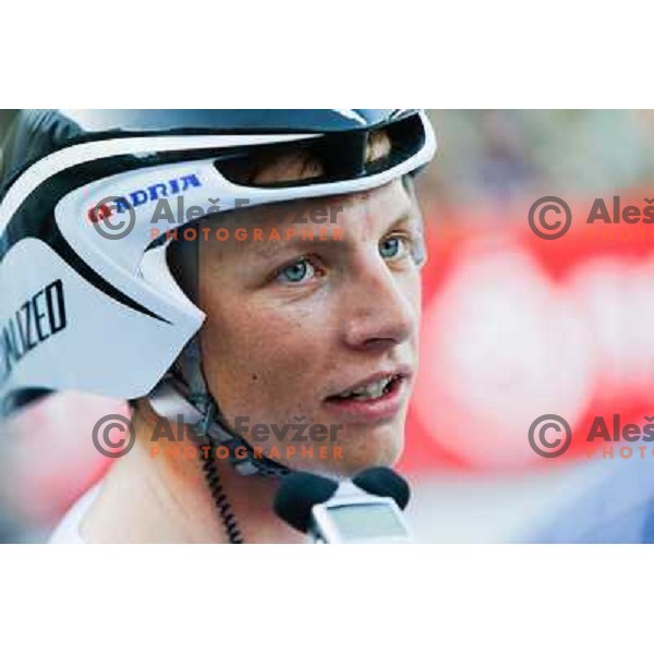 Klemen Stimulak of Slovenia during time trial 8,8 km, 1st stage of Tour Of Slovenia in Ljubljana on June 13, 2013 