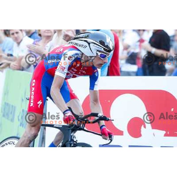 Tomaz Nose of Slovenia during time trial 8,8 km, 1st stage of Tour Of Slovenia in Ljubljana on June 13, 2013 
