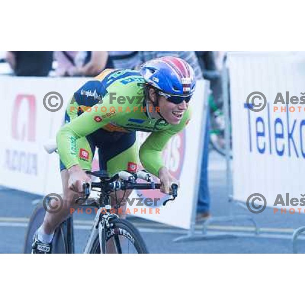 Ziga Marolt of Slovenia during time trial 8,8 km, 1st stage of Tour Of Slovenia in Ljubljana on June 13, 2013 