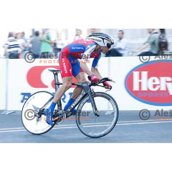Kristjan Fajt of Slovenia during time trial 8,8 km, 1st stage of Tour Of Slovenia in Ljubljana on June 13, 2013 