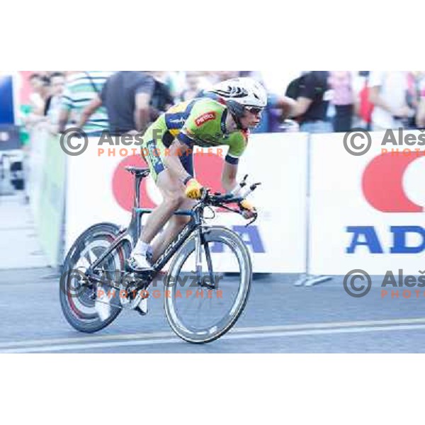 Nik Burjek of Slovenia during time trial 8,8 km, 1st stage of Tour Of Slovenia in Ljubljana on June 13, 2013 